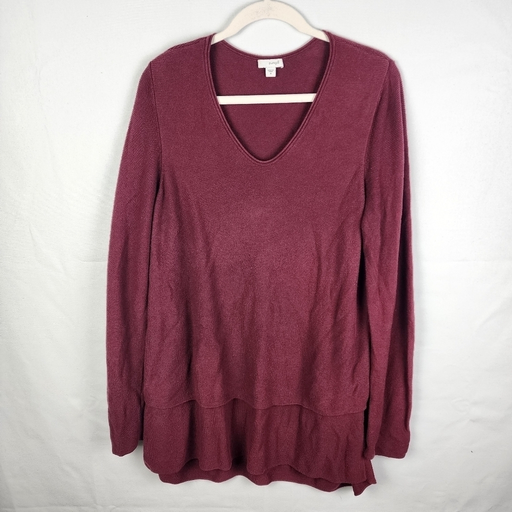 J Jill Pure Waffle‎ Knit Sweater Womens Pullover Long Sleeve V Neck Size Medium